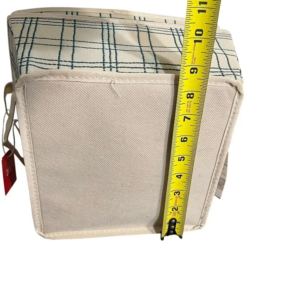 Aldi Huntington Home Canvas Totes 2PK Beige Storage Baskets Plaid Handles Small